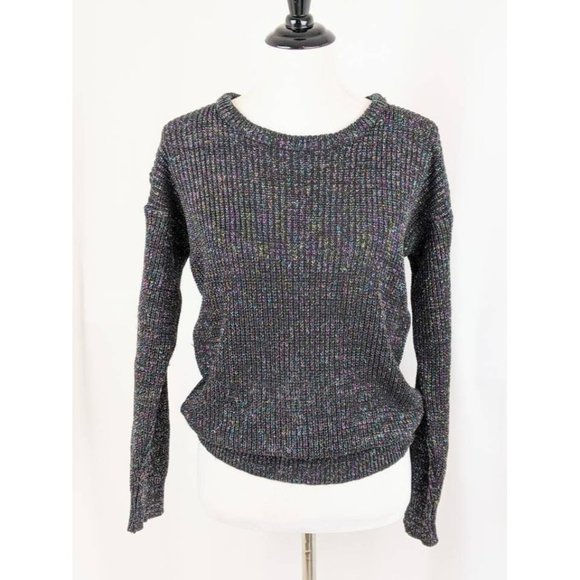 Vintage 1980s Flashy Metallic Black Pullover Sweater Shiny 80s Pop Queen Fashion - Picture 2 of 8